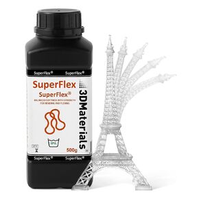 Superflex 3D Printer Resin, Softness 80A Simulating Flexible Rubber, Made in Korea by 3DMaterials (500g, Clear)