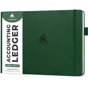 Clever Fox Accounting Ledger Book Horizontal – Columnar Journal & Money Expense Log for Small Business & Personal Bookkeeping,10x7″ (Dark Terracotta)