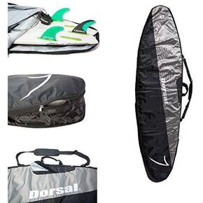 DORSAL Travel Shortboard and Longboard Surfboard Board Day Bag Cover Black/Grey Nylon (Sizes 5'6, 5'10, 6'0, 6'2, 6'6, 6'8, 7'0, 7'2, 7'6, 8'0, 8'6, 9'0, 9'6)