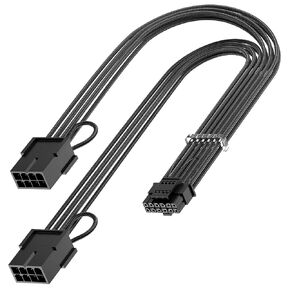 كابل تمديد طاقة Bangfun PCIE 5.0 RTX 4070Ti 16Pin GPU، محول كابل PCI-e 5.0 12VHPWR GPU 16Pin(12+4) ذكر إلى 2X8Pin أنثى سلك تمديد مصمم لـ Geforce RTX 4070 4070 Super-13Inch أسود