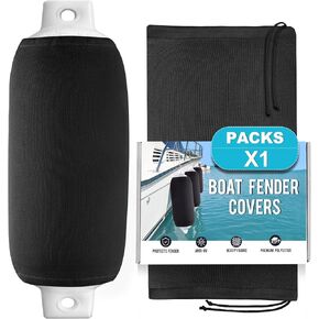 Boat Fender Covers, 6"*18" /8"*22"/9"*26"（1PK, 2PK,4 PK ） Boat Bumper Covers for Center Rope Tube Style Fenders (Boat Fender Not Included), Black