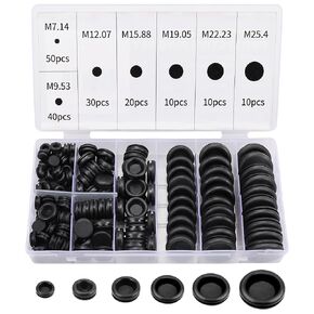 170Pcs Rubber Grommet Kit, Drill Hole Firewall Hole Plugs Wire Protection, 7 Sizes Rubber Grommets for Wiring Assortment Kit of Drill Hole 1/4" 3/8" 1/2" 5/8" 3/4" 7/8" 1"