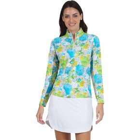 IBKUL Women’s Sun Protective UPF50+ Icefil Cooling Paddy Print Long Sleeve Mock Neck Top – 10757