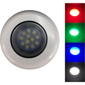 Pactrade Marine RV Boat Pontoon Red Green Blue White LED Courtesy Ceiling Light White Plastic Housing Glare Free Illumination Lens Energy Saving12V DC (Spring Flush Mount)