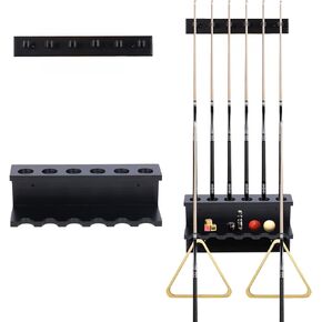 Urban Deco Pool Table Accessories Wall Mounted Pool Cue Holder Pool Cue Rack for 𝟔 𝐂𝐮𝐞𝐬 𝐒𝐭𝐢𝐜𝐤𝐬 Storage Billiards Set Wooden Pool Stick Holder