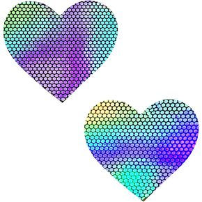 Neva Nude Liquid Party Holographic I Heart U Nipztix Pasties Nipple Covers