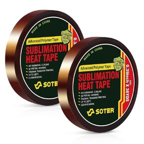 High Temperature Tape, Heat Resistant/Transfer Tape, Heat Sublimation Press Tape, for Masking, Soldering, Electrical, 3D Printer Application, CPU, PCB, No Residue. 10mm*33m (36Yd)，2Rolls