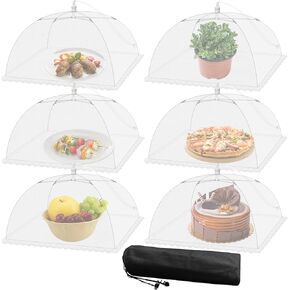 Mesh Food Covers for Outside - 9 Pack Upgraded 1 Extra Large 40x24 in & 8 Large 17x17 in Food Tent Food Cover Outdoors Party Collapsible Picnic Nets Umbrella Mesh Screen Pop Up Food Dome (White)