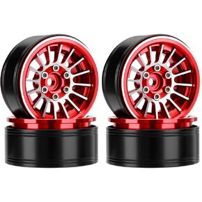 GLOBACT 1.9 Beadlock Wheels Metal 16-Spoke Wheel Rim Hub for 1:10 RC Crawler Axial SCX10 TRX4 TRX6 Redcat GEN7 GEN8 RC4WD D90 VS4-10(4Pcs Titanium)