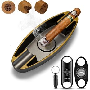 Portable Cigar Travel Ashtray Include Cigar V Cutter Straight Cutter Punch, Cigar Ashtray and Cigar Cutter Set, Cigar Accessories for Home Office Indoor and Outdoor Gift for Man