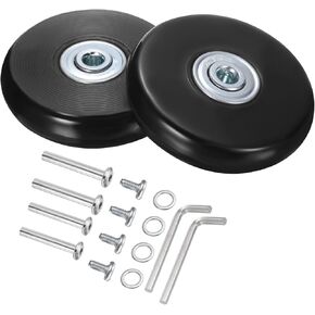 uxcell Luggage Wheels Replacement 60 x 14 mm/2.4" x 0.9" Rubber Swivel Caster Bearing Wheels Repair Kits for Suitcase Inline Outdoor Skate, Black 2Set