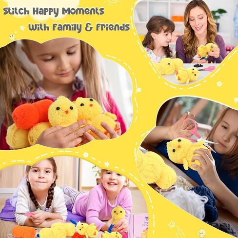 Katech Pom Pom Maker Tools-Crochet Knitting Kit for Beginners-Make Your Own Fuzzy Friends with Step-by-Step Video Tutorials-Beginners Pompoms Maker Sets-Craft Knitting Crochet Animals Kits(Chicks) in Saudi Arabia