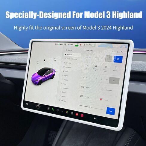 2Pcs Silicone Protector Frames of Screen and Rear View Mirror for Tesla Model 3 2024 Highland.(Black) in Saudi Arabia