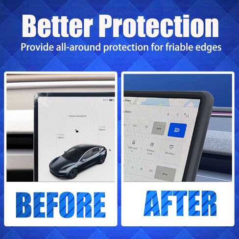 2Pcs Silicone Protector Frames of Screen and Rear View Mirror for Tesla Model 3 2024 Highland.(Black) in Saudi Arabia
