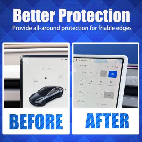 2Pcs Silicone Protector Frames of Screen and Rear View Mirror for Tesla Model 3 2024 Highland.(Black) in Saudi Arabia