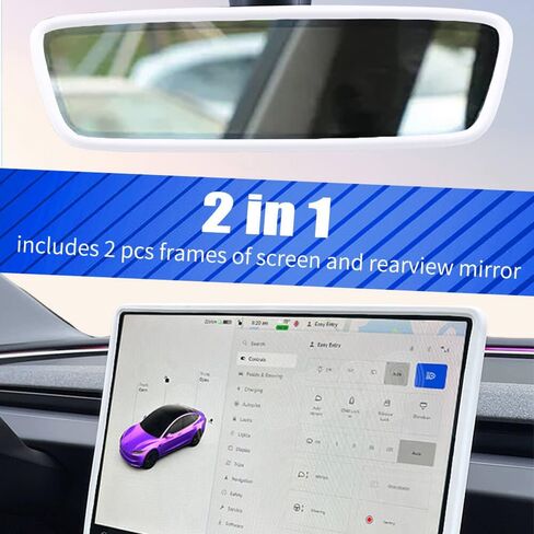 2Pcs Silicone Protector Frames of Screen and Rear View Mirror for Tesla Model 3 2024 Highland.(Black) in Saudi Arabia