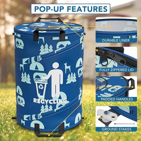 سلة المهملات المنبثقة القابلة للطي بسعة 30 جالون من Leisure Coachworks للمركبات الترفيهية والتخييم وإعادة التدوير ونفايات الفناء وحقيبة الأوراق وصندوق ألعاب الأطفال (سلة المهملات) in Kuwait