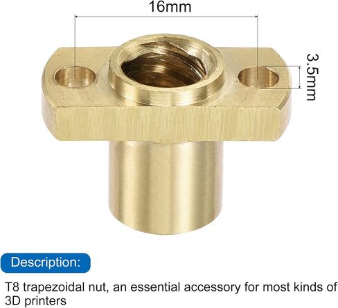 MECCANIXITY T8 Lead Screw Trapezoidal Nut 2mm Pitch 8mm Lead for 3D Printer Brass Tone Pack of 2 in Saudi Arabia