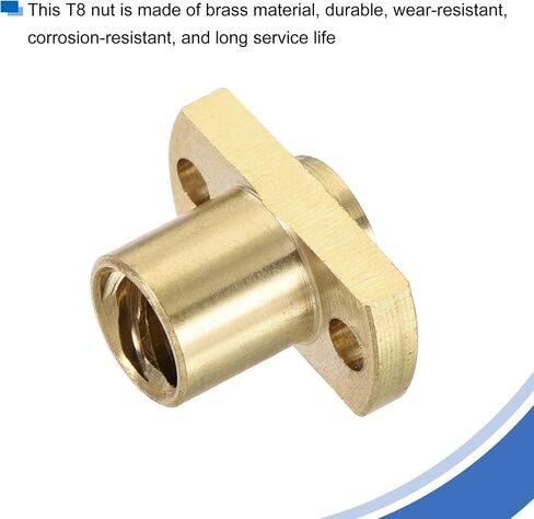 MECCANIXITY T8 Lead Screw Trapezoidal Nut 2mm Pitch 8mm Lead for 3D Printer Brass Tone Pack of 2 in Saudi Arabia