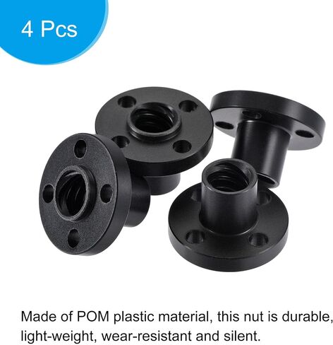 Uxcell T8 POM الرصاص برغي شبه منحرف الجوز 2 مم الملعب 8 مم الرصاص للطابعة ثلاثية الأبعاد أسود 4 قطع in Kuwait