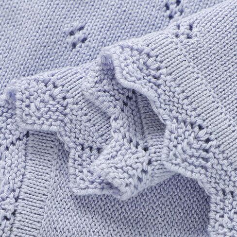 Cotton Baby Blanket Knitted Crochet Receiving Crib | Nursery Swaddling Blankets for Newborn Baby Boy Girl Off White 30x40 Inch in Saudi Arabia