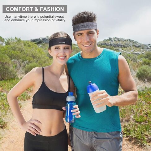 Headbands Sweatbands for Women Men│Super Absorbent Sports Headband │ Nonslip Stretchy Sweat Bands Headbands │Soft Workout Head Bands Hairband Sweatband for Fitness Exercise in Saudi Arabia