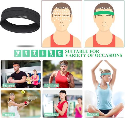Headbands Sweatbands for Women Men│Super Absorbent Sports Headband │ Nonslip Stretchy Sweat Bands Headbands │Soft Workout Head Bands Hairband Sweatband for Fitness Exercise in Saudi Arabia