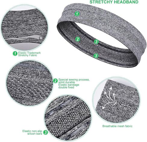 Headbands Sweatbands for Women Men│Super Absorbent Sports Headband │ Nonslip Stretchy Sweat Bands Headbands │Soft Workout Head Bands Hairband Sweatband for Fitness Exercise in Saudi Arabia