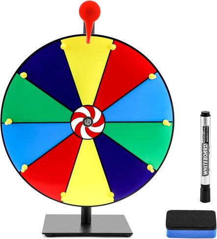 QWORK 12" Spinning Prize Wheel, 12 Slot Tabletop Color Spinning Wheel, Fun and Fair Game for Carnivals, Trade Shows, and Parties in Saudi Arabia