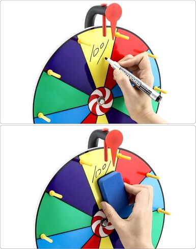 QWORK 12" Spinning Prize Wheel, 12 Slot Tabletop Color Spinning Wheel, Fun and Fair Game for Carnivals, Trade Shows, and Parties in Saudi Arabia