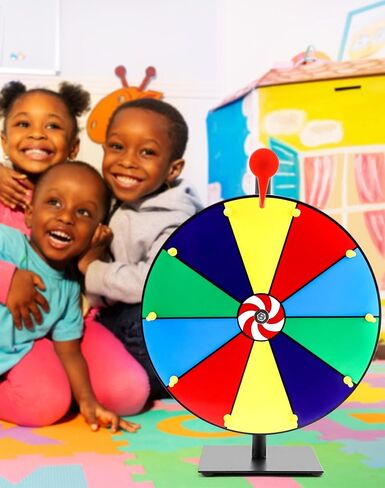 QWORK 12" Spinning Prize Wheel, 12 Slot Tabletop Color Spinning Wheel, Fun and Fair Game for Carnivals, Trade Shows, and Parties in Saudi Arabia