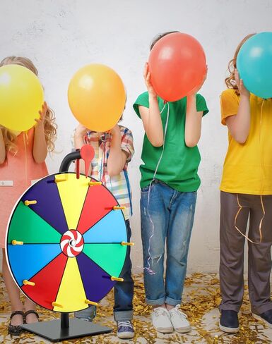 QWORK 12" Spinning Prize Wheel, 12 Slot Tabletop Color Spinning Wheel, Fun and Fair Game for Carnivals, Trade Shows, and Parties in Saudi Arabia