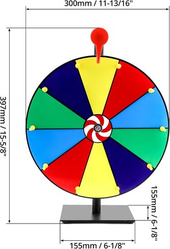 QWORK 12" Spinning Prize Wheel, 12 Slot Tabletop Color Spinning Wheel, Fun and Fair Game for Carnivals, Trade Shows, and Parties in Saudi Arabia