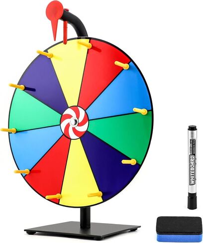 QWORK 12" Spinning Prize Wheel, 12 Slot Tabletop Color Spinning Wheel, Fun and Fair Game for Carnivals, Trade Shows, and Parties in Saudi Arabia