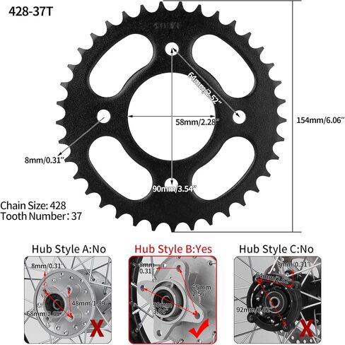 RUTU 420 Chain 37 Tooth 58mm Go Kart Sprocket,Rear Drive Bike Sprocket Replacement for 50CC 70CC 90CC 110CC 125CC 140CC 160CC SSR CRF50F ATV Kids Quad 4 Wheeler Motorcycle Pit PRO Dirt Bike in Saudi Arabia