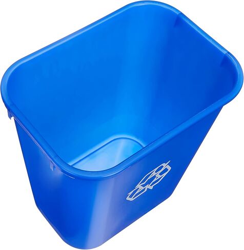 Amazon Basics 7 Gallon Rectangular Commercial Office Wastebasket, w/Recycle Logo, 6 Pack, Blue (Previously AmazonCommercial brand) in Saudi Arabia