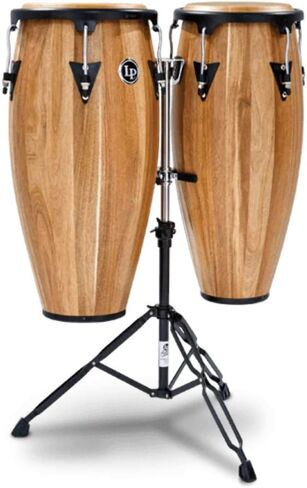 Latin Percussion LPA647-SW Aspire Wood Congas 11-Inch and 12-Inch Set with Double Stand - Siam Walnut/Black in Saudi Arabia