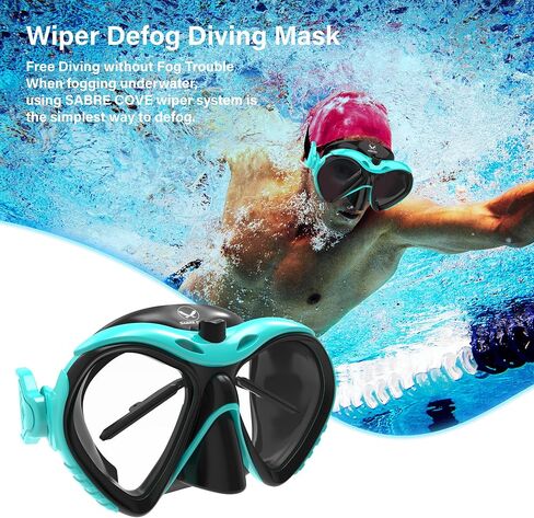 Scuba Diving Mask Anti-Fog Panoramic Snorkel Mask, Snorkeling Gear for Adults, Innovative Fog Removal Solution, Wiper Defog Diving Mask for Diving, Snorkeling, Swimming (Aqua Green) in Saudi Arabia