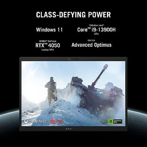 اسس لابتوب العاب روج فلو Z13 (2023)، شاشة 13.4 انش نيبولا 16:10 QHD 165Hz، جيفورس RTX 4050، انتل كور i9-13900H، 16GB LPDDR5، 1TB PCIe SSD، واي فاي 6E، ويندوز 11، GZ301VU-DS94، اسود in Kuwait