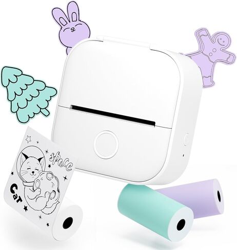 Memoqueen T02 Mini Printer, Transparent Thermal Sticker Print Pods, Bluetooth Portable Printers, Fun Creation Gifts for Holiday, DIY Travel, Memos, Study Notes, Compatible with iOS & Android, Pink in Kuwait