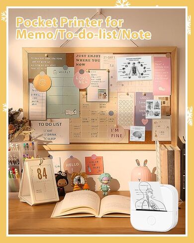 Memoqueen T02 Mini Printer, Transparent Thermal Sticker Print Pods, Bluetooth Portable Printers, Fun Creation Gifts for Holiday, DIY Travel, Memos, Study Notes, Compatible with iOS & Android, Pink in Kuwait