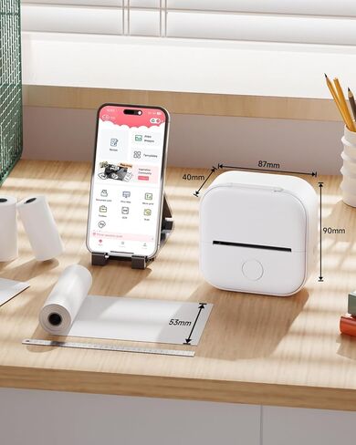 Memoqueen T02 Mini Printer, Transparent Thermal Sticker Print Pods, Bluetooth Portable Printers, Fun Creation Gifts for Holiday, DIY Travel, Memos, Study Notes, Compatible with iOS & Android, Pink in Kuwait