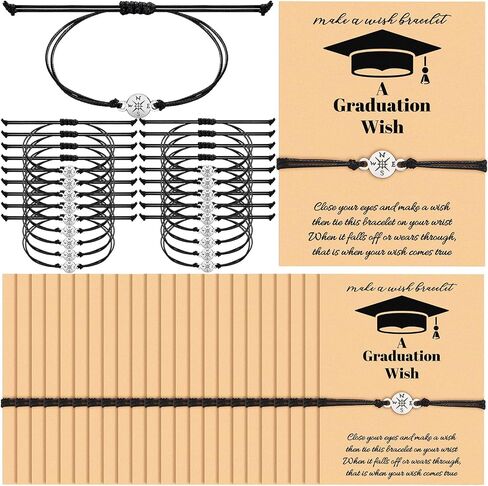 Yinkin 24 Pcs Graduation Bracelet Set 2024 Graduation Gifts Adjustable Compass Bracelets Cards for Classmates(Classic) in Saudi Arabia