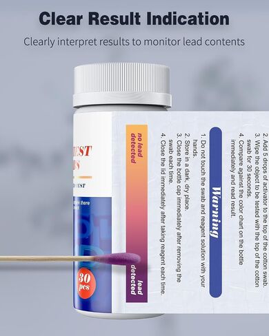 Pawfly 2024 مجموعة مسحات اختبار الرصاص الجديدة كليًا، مسحات اختبار منزلية سريعة نتائج 30 ثانية، مجموعة مسحات اختبار الرصاص الفورية للأسطح المطلية بالمنزل والأطباق والمعادن والألعاب والمجوهرات والخشب، 30 مسحة in Saudi Arabia