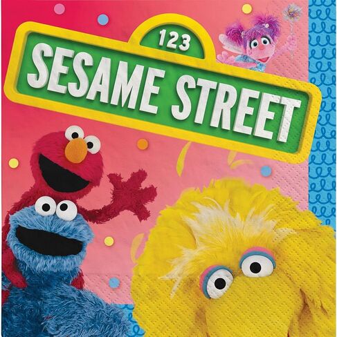 مناديل مشروبات يومية متعددة الألوان من Sesame Street (5 بوصة × 5 بوصة) عبوة مكونة من 16 قطعة - تصميم رائع ونابض بالحياة، مناديل ورقية ناعمة وماصة - مثالية للحفلات والمناسبات ذات الطابع الخاص in Saudi Arabia
