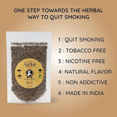 Tobacco & Nicotine Free Smoking Mixture with 100% Natural Herbal Smoking Blend 1 Pack (1 Oz/ 30G) with Wooden Pipe in Kuwait