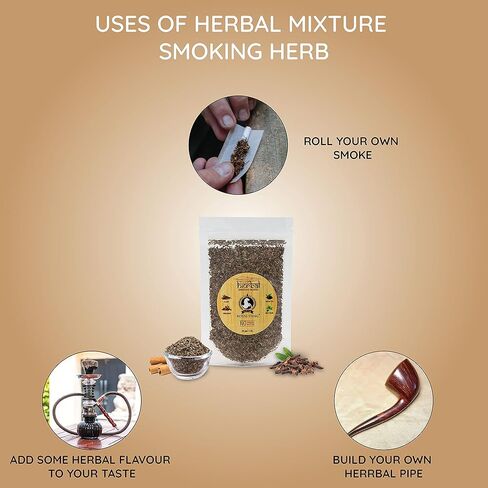 Tobacco & Nicotine Free Smoking Mixture with 100% Natural Herbal Smoking Blend 1 Pack (1 Oz/ 30G) with Wooden Pipe in Kuwait