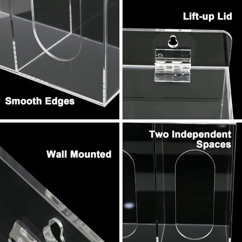 صندوق توزيع قناع الوجه الأكريليكي، حامل قفاز قناع شفاف مثبت على الحائط أو محطة نظافة على سطح الطاولة مع غطاء للأقنعة التي تستخدم لمرة واحدة، والقفازات، وأغطية الأحذية، وشبكات الشعر in Kuwait