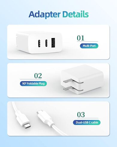 67W USB-C Fast Charger for MacBook Air 13" M2 A2681, MacBook Air 15" M2 A2941，MacBook Pro 14" M1 Max/Pro A2442/ M2 Pro A2779 with 7.5ft USB C to C Charger Cable 3-Port in Saudi Arabia