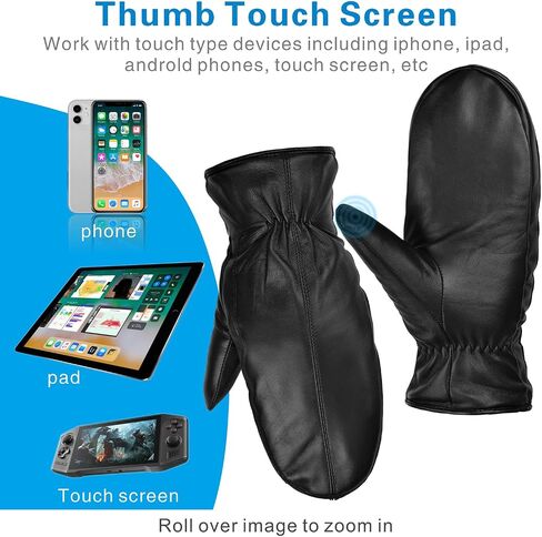 Winter Mittens Womens Leather Mittens Touchscreen Women Warm Mittens For Cold Weather Thinsulate Lined LW7US-T in Saudi Arabia